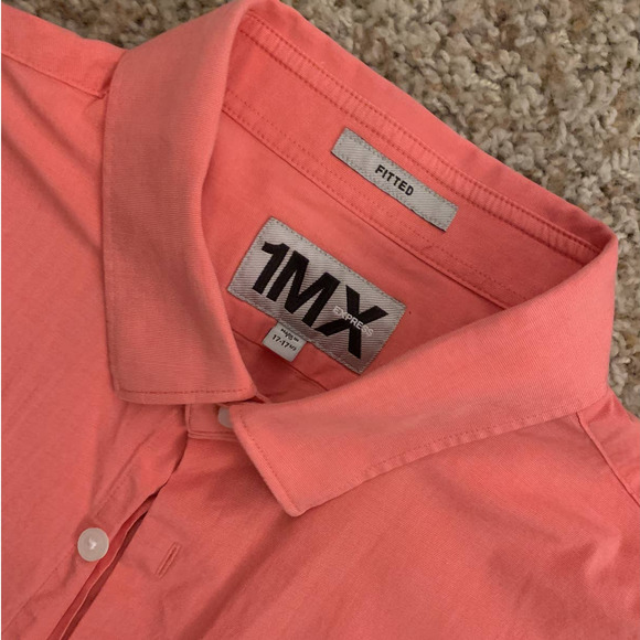 Express Peach/Orange Men's Fitted Button Down- Size XL - Picture 2 of 3